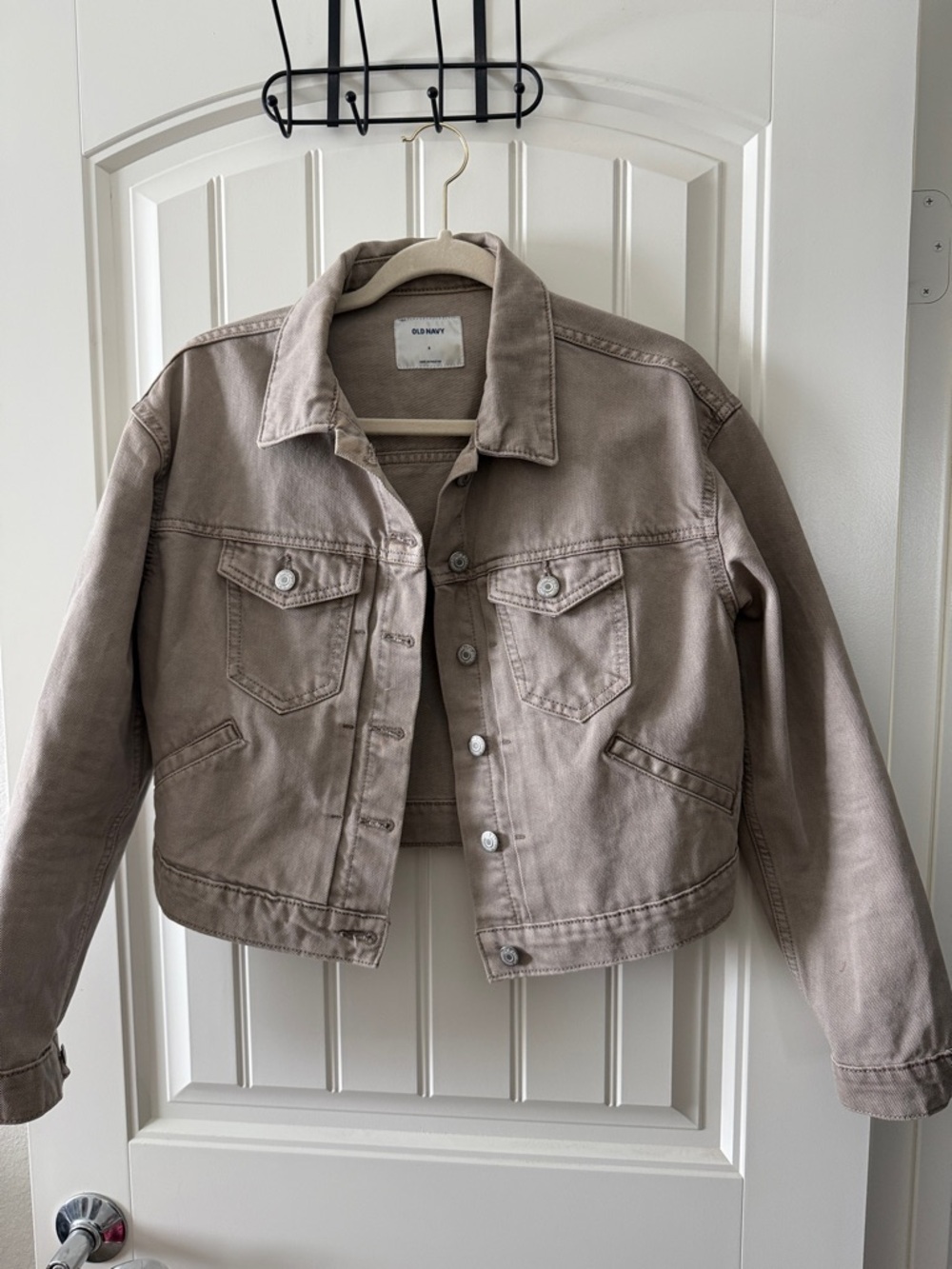 Old Navy Taupe Cropped Jean Jacket